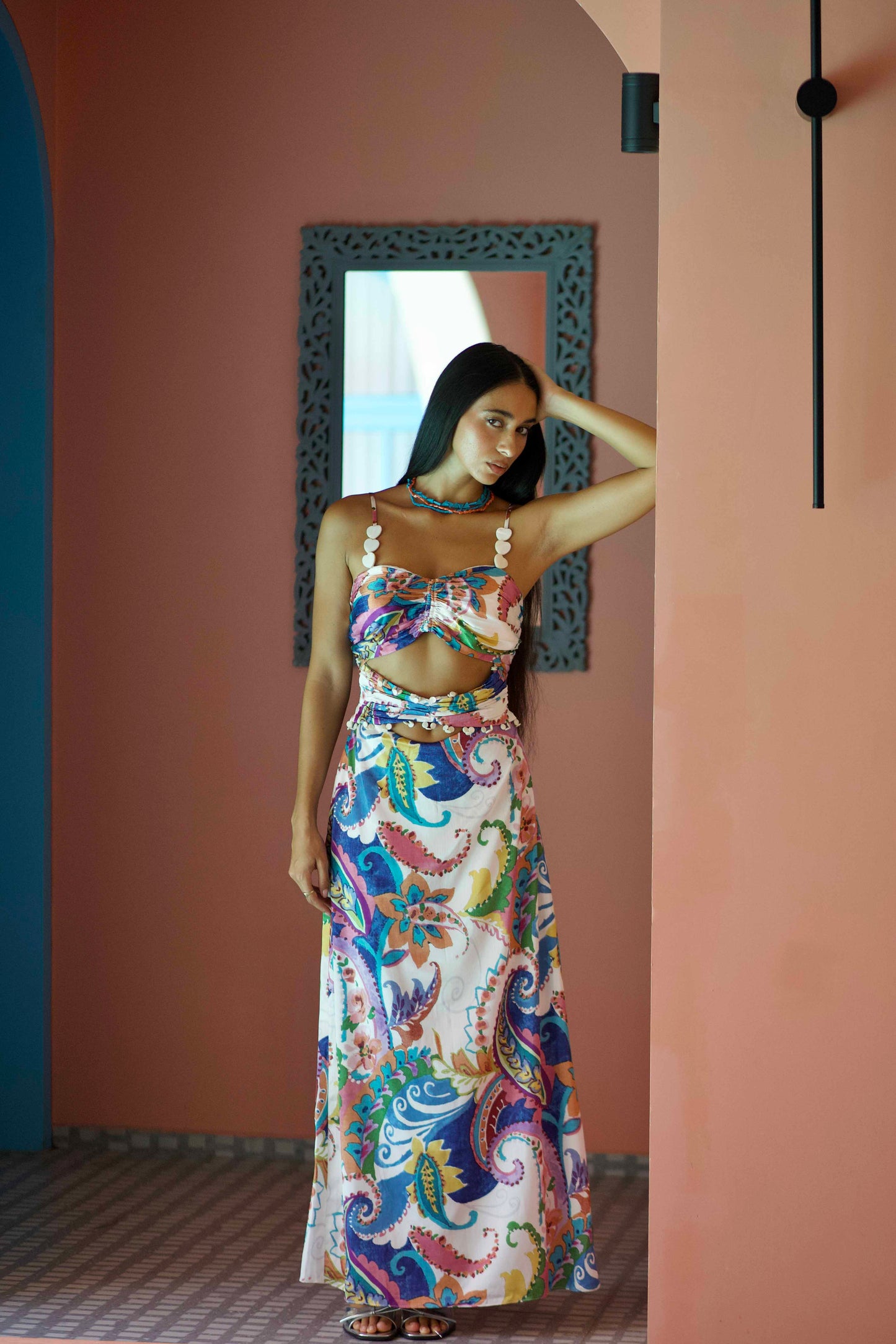 Paros Long Cut Out Dress