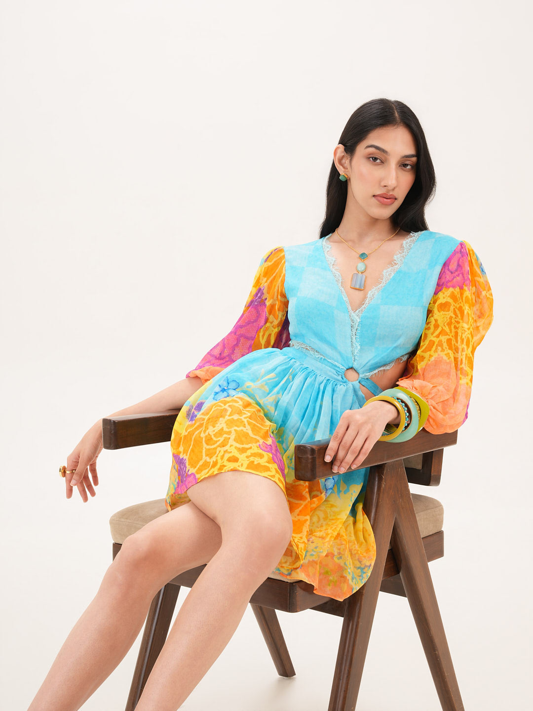 Citrine Cutout Short Dress