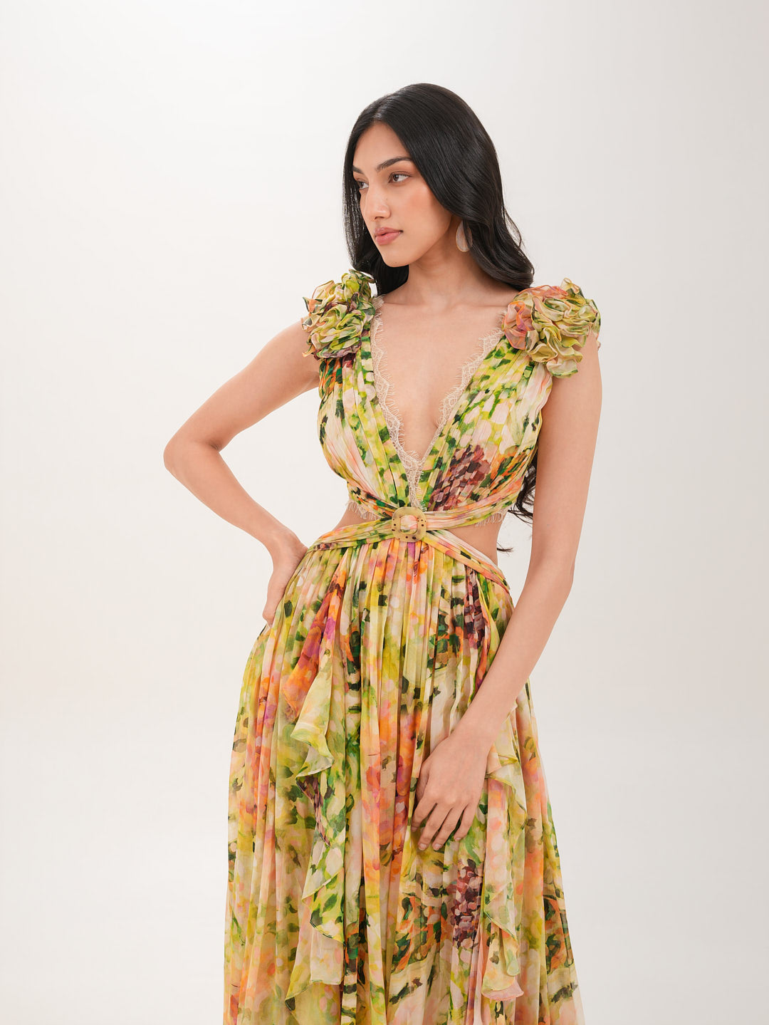 Verde Ruffle Gown