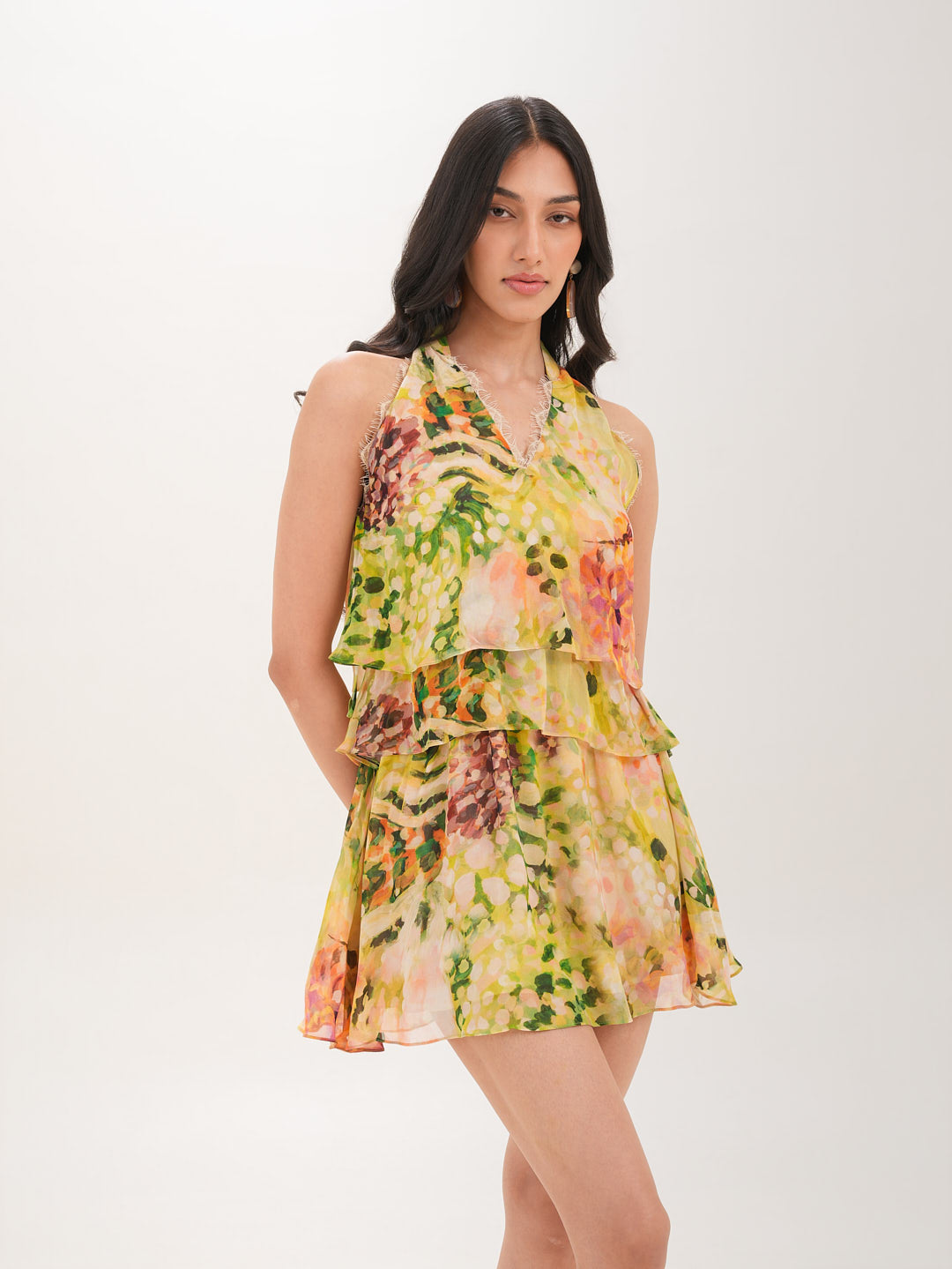 Verde Tiered Short Dress
