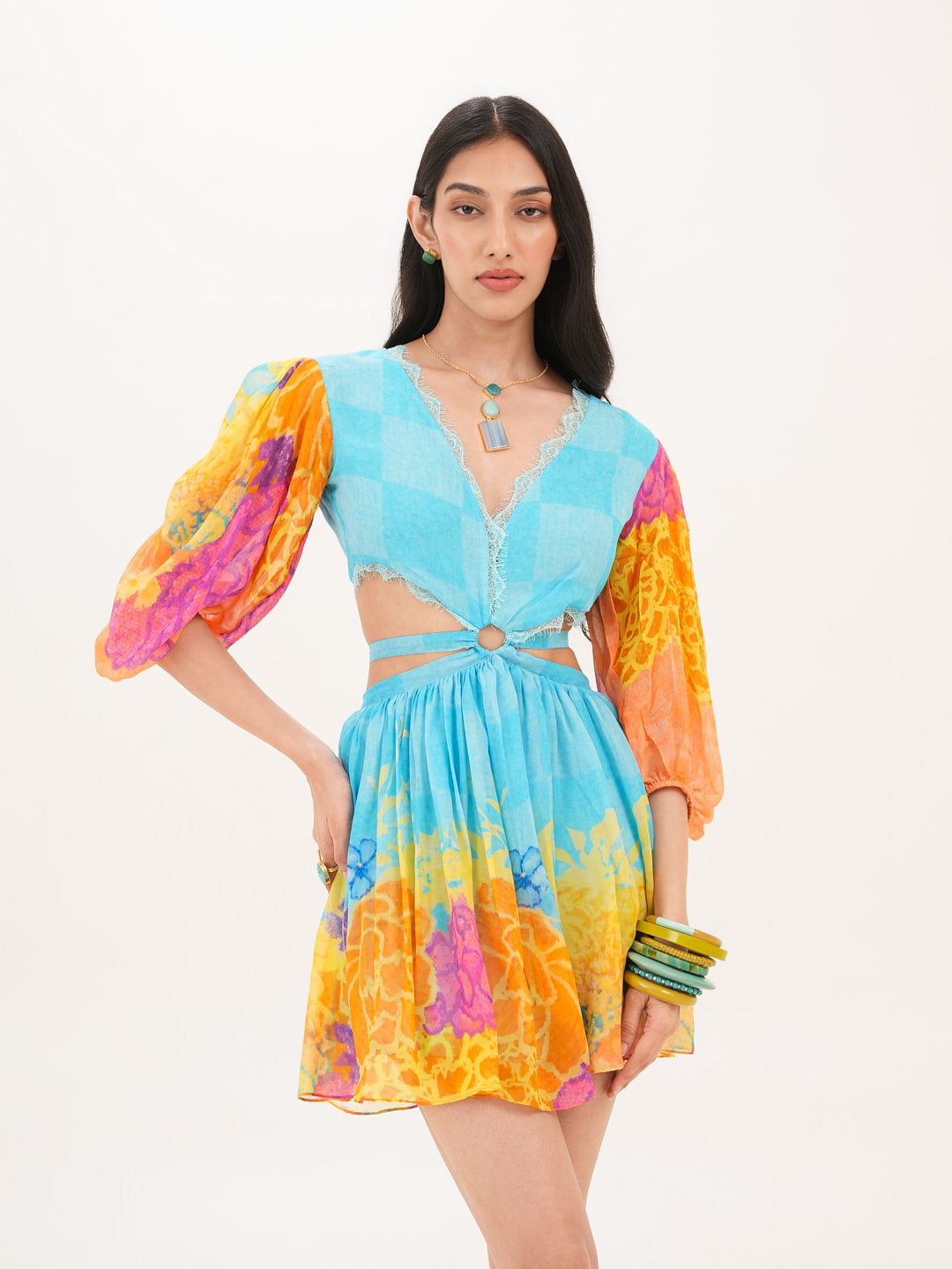 Citrine Cutout Short Dress