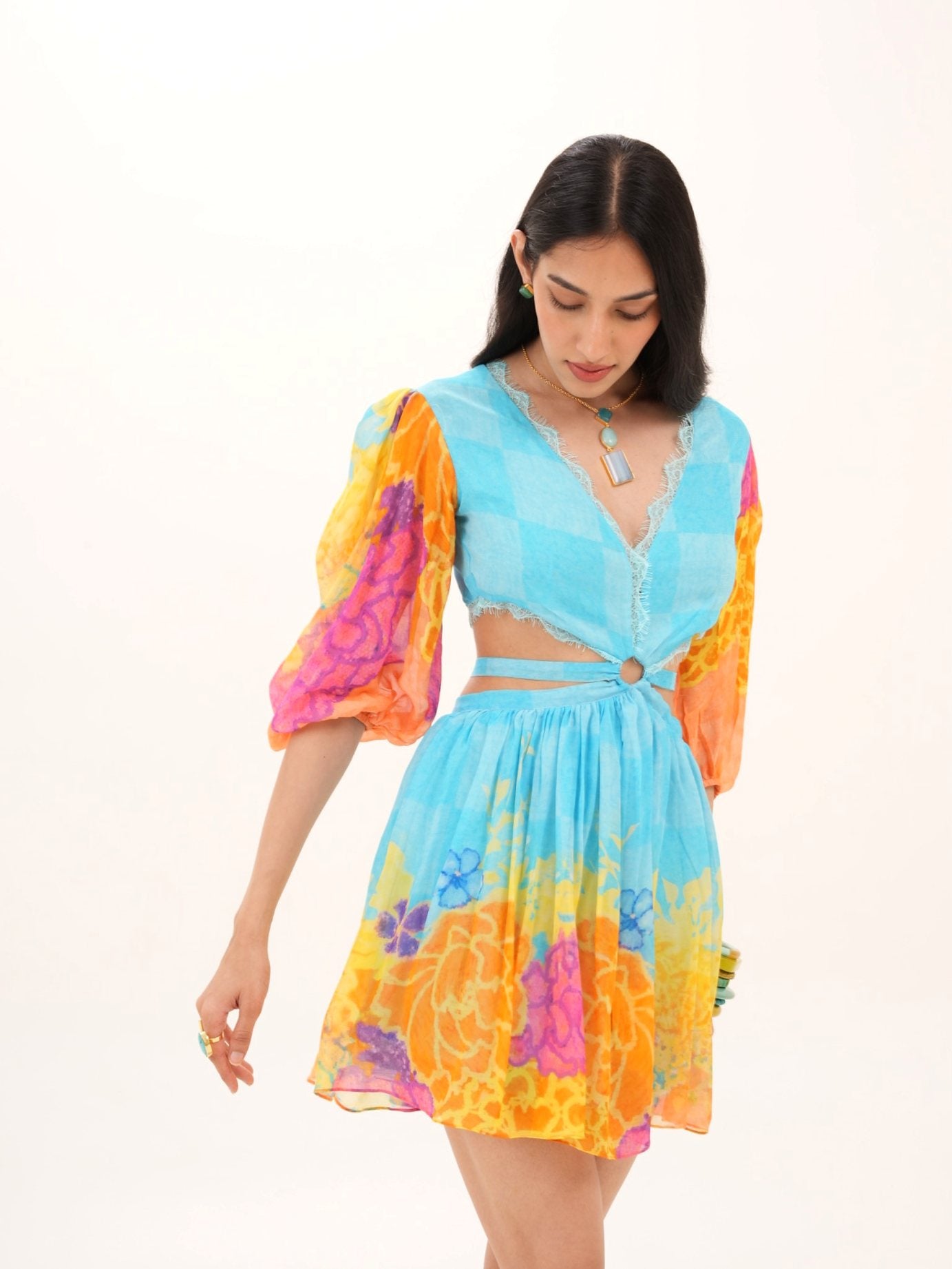 Citrine Cutout Short Dress